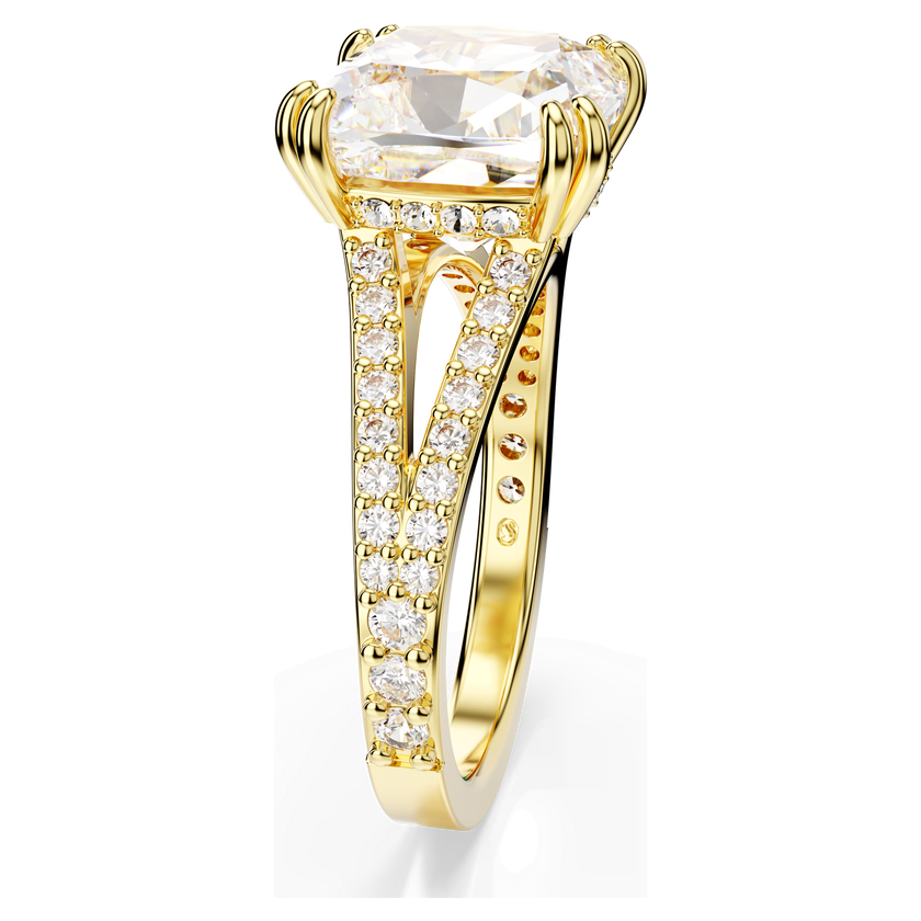 swarovski stilla cocktail ring  square cut  white  gold tone plated