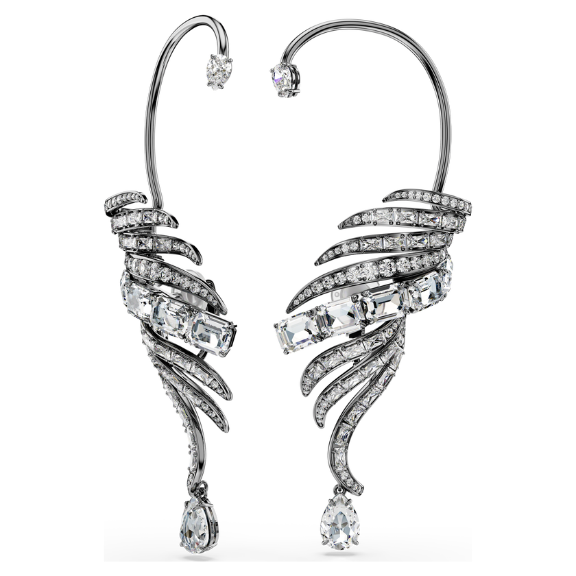 swarovski the vienna collection ear cuffs  feather  large  white  ruthenium plated