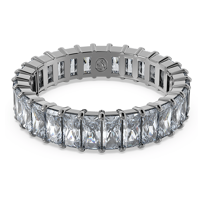 swarovski matrix ring  baguette cut  gray  ruthenium plated