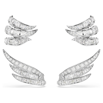 swarovski vienna ear cuffs  mixed cuts  swan  white  rhodium plated