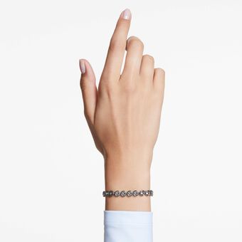 swarovski imber tennis bracelet  round cut  black  ruthenium plated