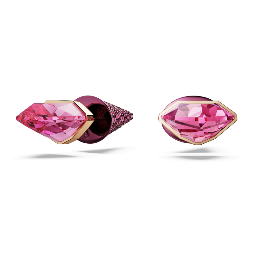 swarovski lucent stud earrings  pav   spike  pink  mixed metal finish