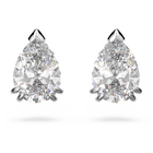 Millenia stud earrings, Pear cut, White, Rhodium plated