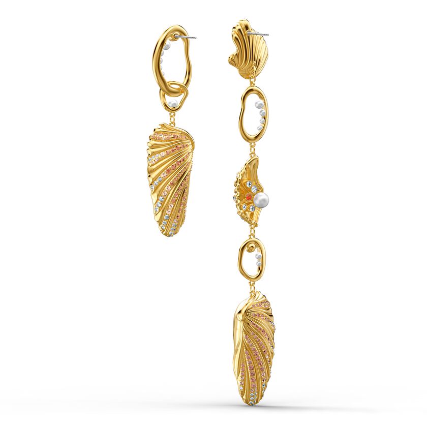 Shell Angel Pierced Earrings, Light multi-colored, Gold-tone plated