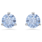 swarovski solitaire stud earrings round cut light blue rhodium plated