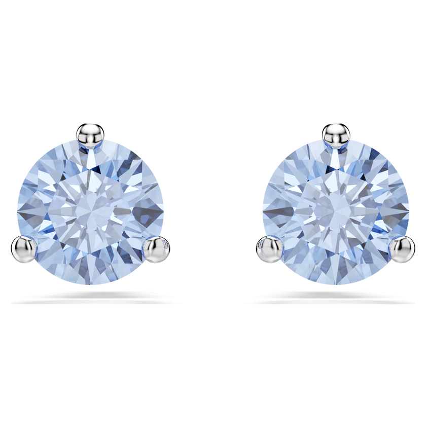 swarovski solitaire stud earrings  light blue  rhodium plated