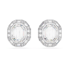 swarovski mesmera clip earrings  octagon cut  white  rhodium plated