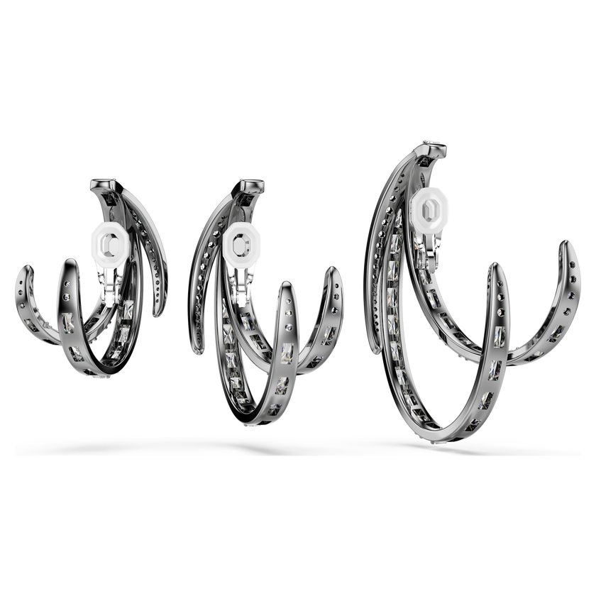 swarovski the vienna collection ear cuff set  3   feather  white  ruthenium plated