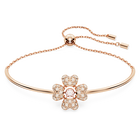 Idyllia bracelet, Clover, White, Rose gold-tone plated