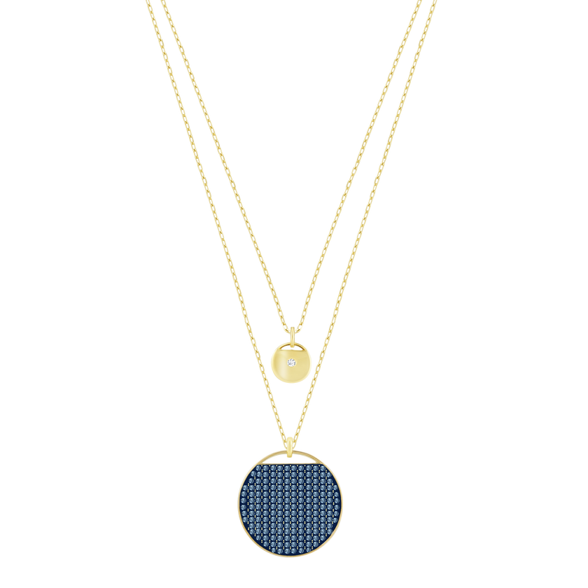 Ginger Layered Pendant, Blue, Gold Plated