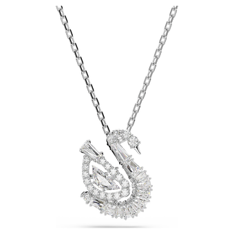 swarovski swan pendant  mixed cuts  swan  white