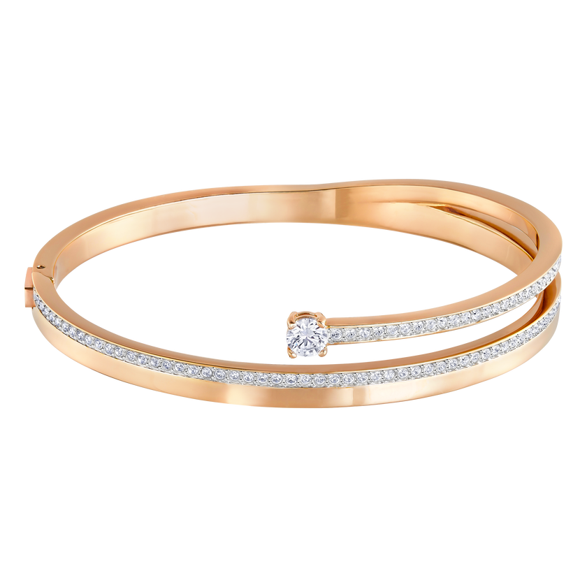 swarovski fresh bangle  round cut  white  rose gold tone plated