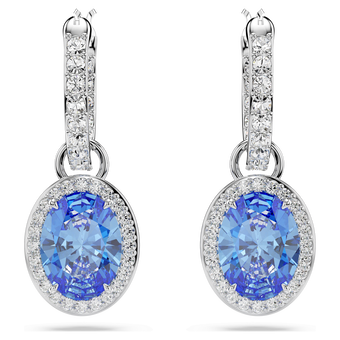 swarovski una angelic drop earrings oval cut blue rhodium plated