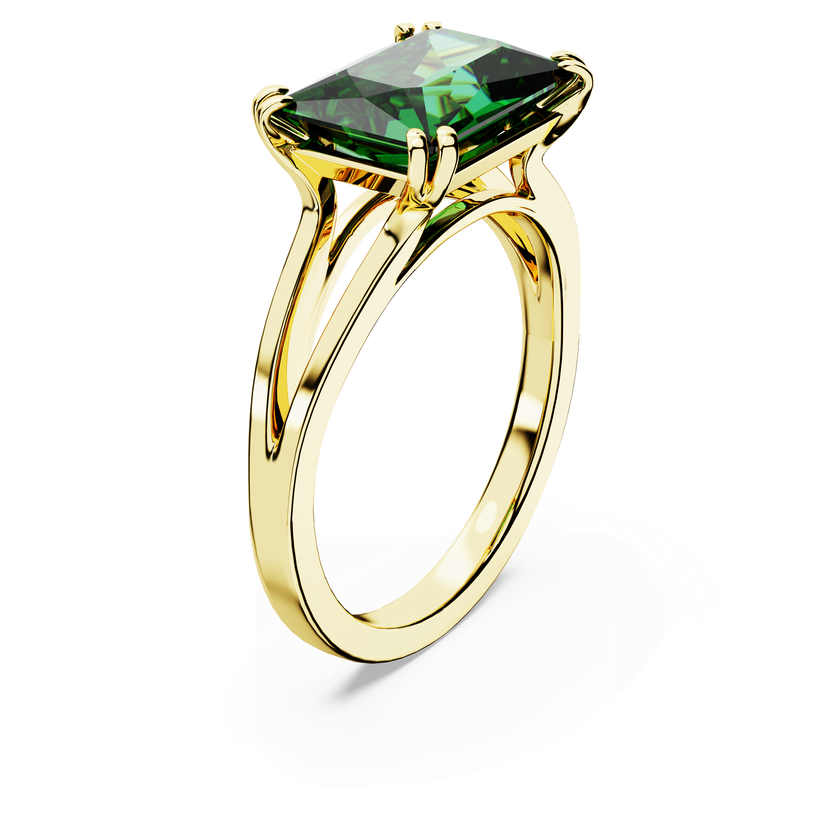 swarovski stilla cocktail ring  rectangular cut  green  gold tone plated