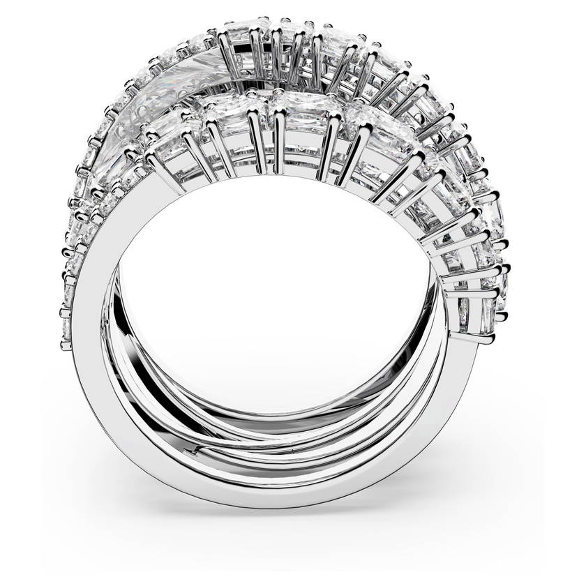 swarovski hyperbola ring  mixed cuts  white  rhodium plated