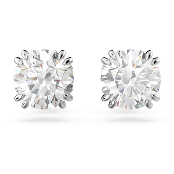 swarovski stilla stud earrings round cut white rhodium plated