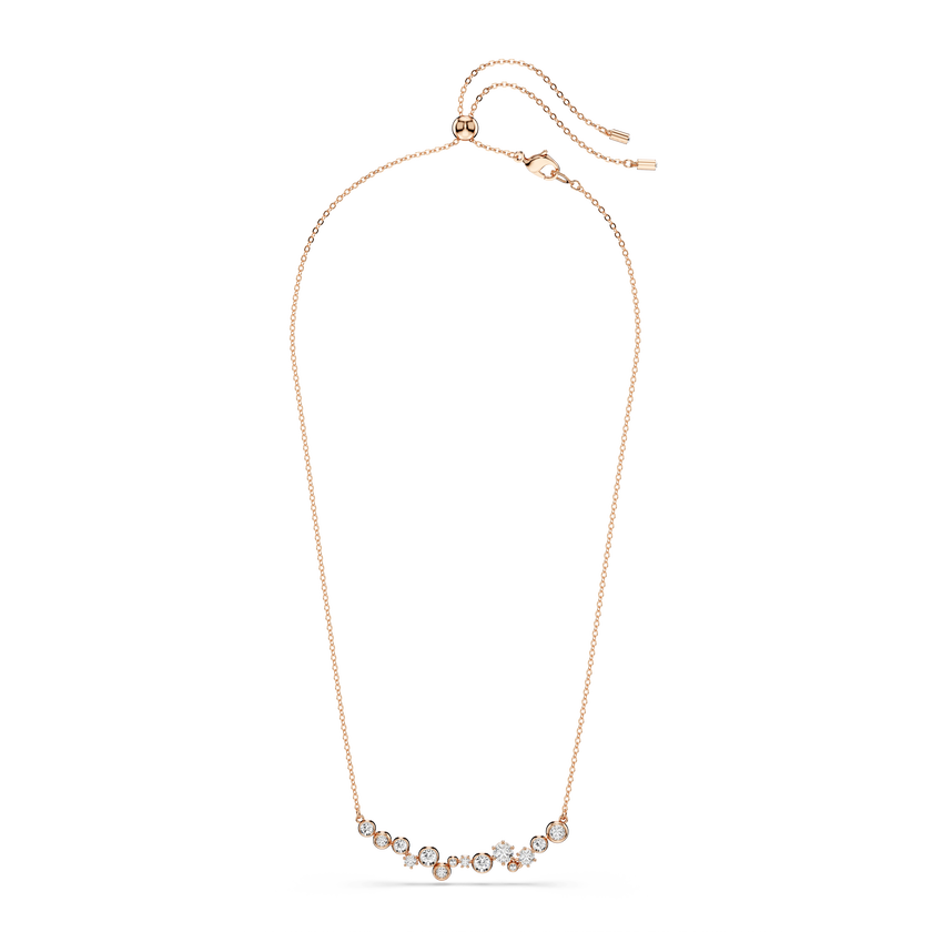 swarovski constella necklace  round cut  white  18k rose gold finish