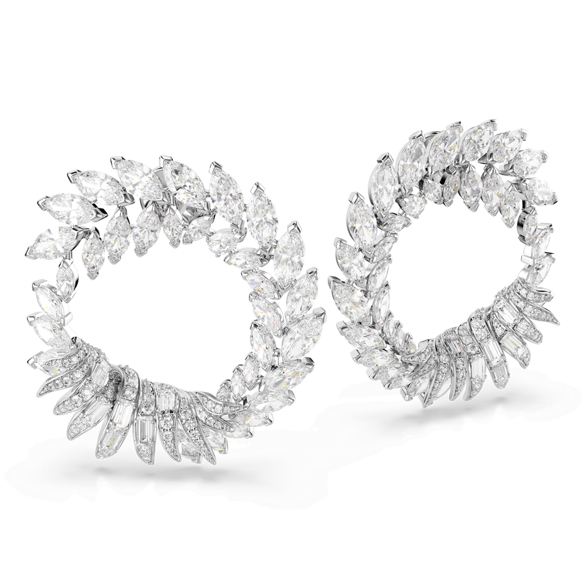 swarovski mesmera hoop earrings  marquise cut  white  rhodium plated