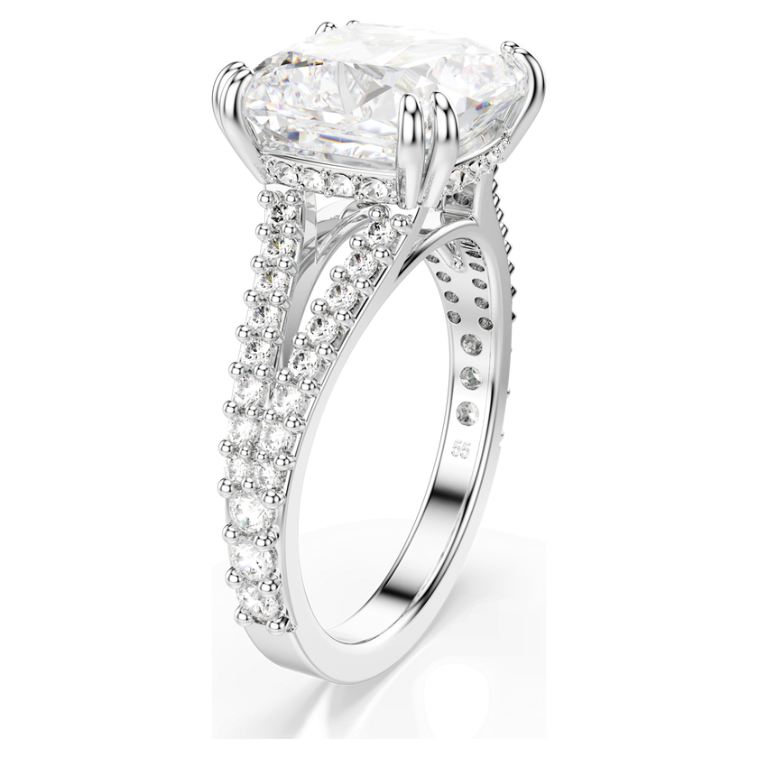 swarovski stilla ring  square cut  white  silver tone finish