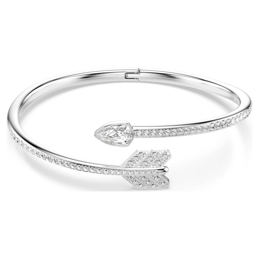 swarovski idyllia bangle  mixed cuts  arrow  white  rhodium plated