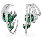 Hyperbola ear cuff, Carbon neutral zirconia, Mixed cuts, Green, Rhodium plated