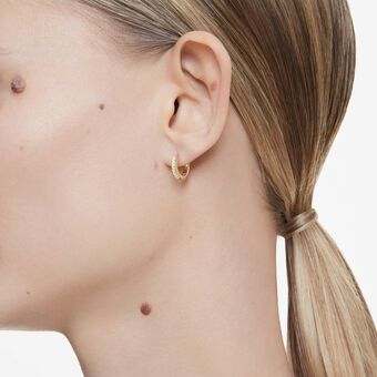 swarovski matrix hoop earrings  round cut  white  gold tone plated