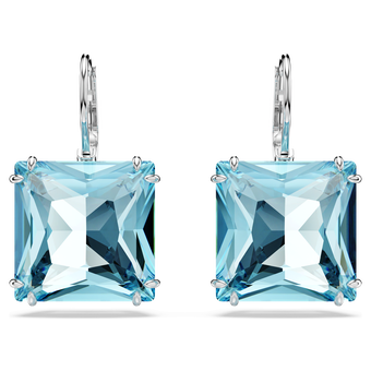 Millenia earrings, Square cut crystal, Blue, Rhodium plated swarovski millenia earrings  square cut crystal  blue  rhodium plated