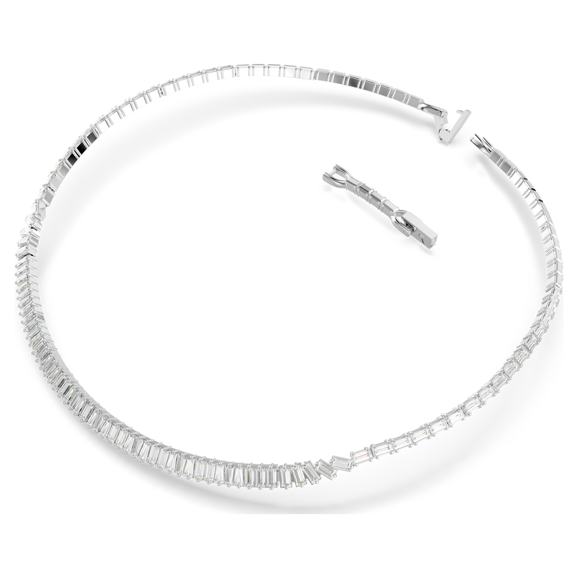 swarovski matrix necklace  baguette cut  white  rhodium plated