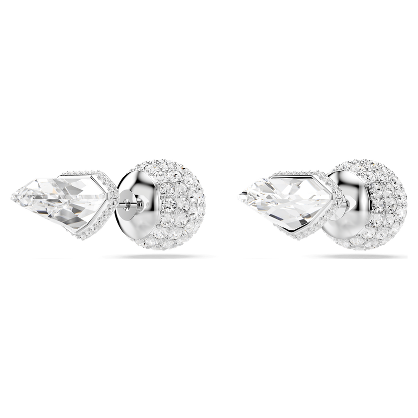 swarovski lucent stud earrings  pav   ball  white  rhodium plated