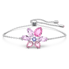 swarovski gema bracelet mixed cuts flower pink rhodium plated