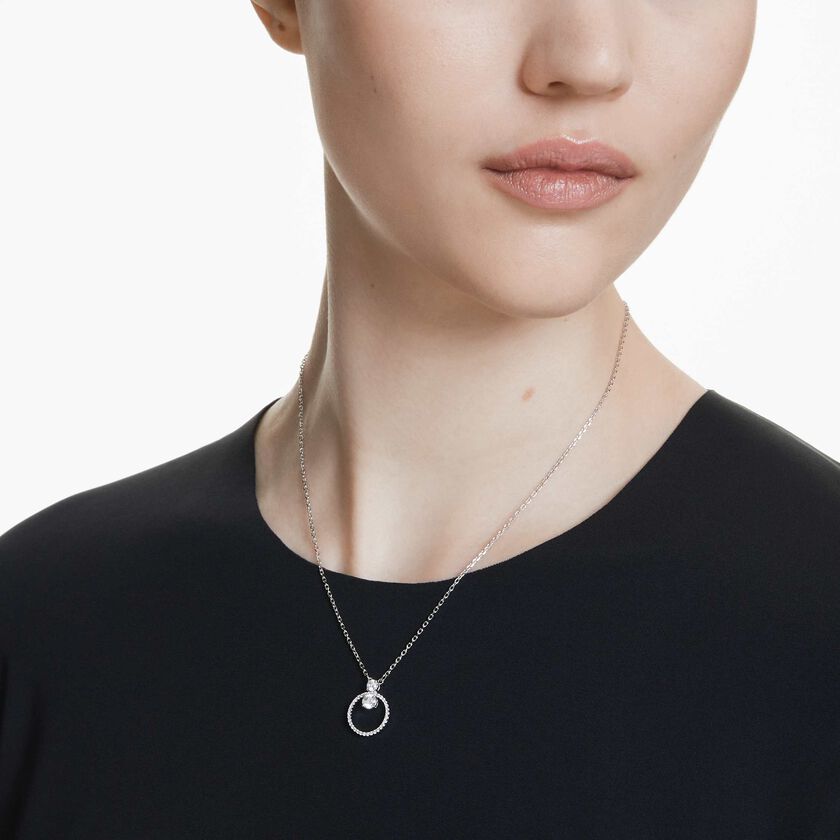 swarovski constella pendant  pav   round cut  white  rhodium plated