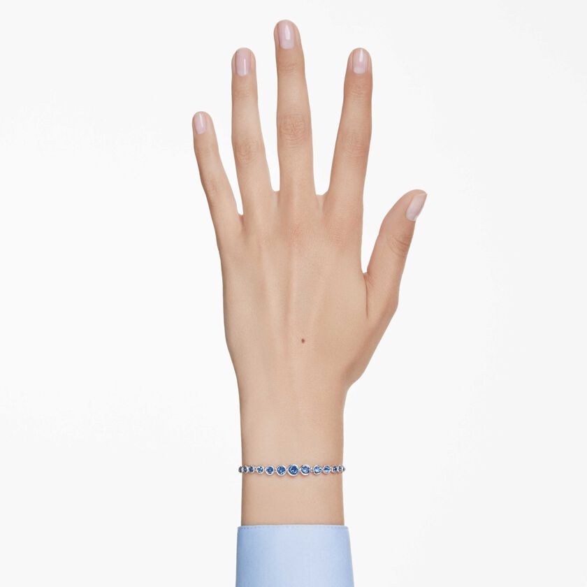 swarovski imber tennis bracelet  mixed round cuts  blue  rhodium plated