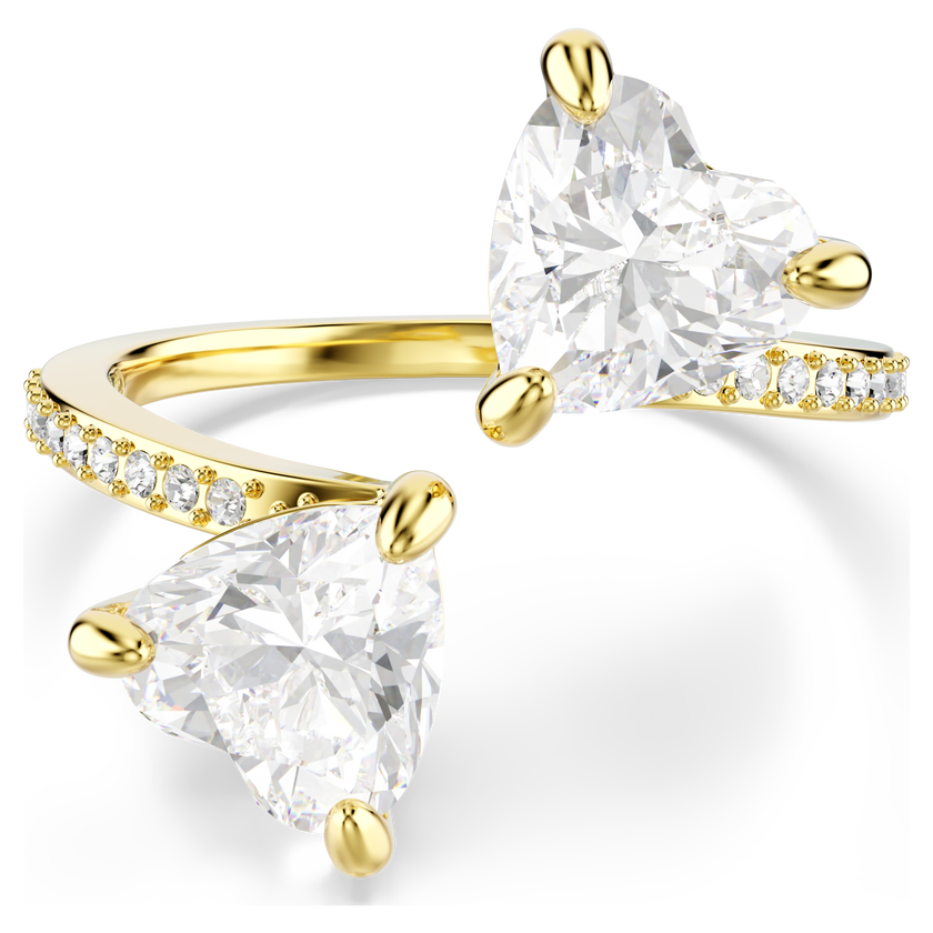 swarovski mesmera attract open ring  heart cut  pav   heart  white  gold tone plated