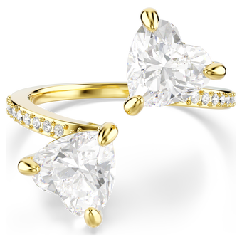 Mesmera Attract open ring, Heart cut, Pavé, Heart, White, Gold-tone plated swarovski mesmera attract open ring  heart cut  pav   heart  white  gold tone plated