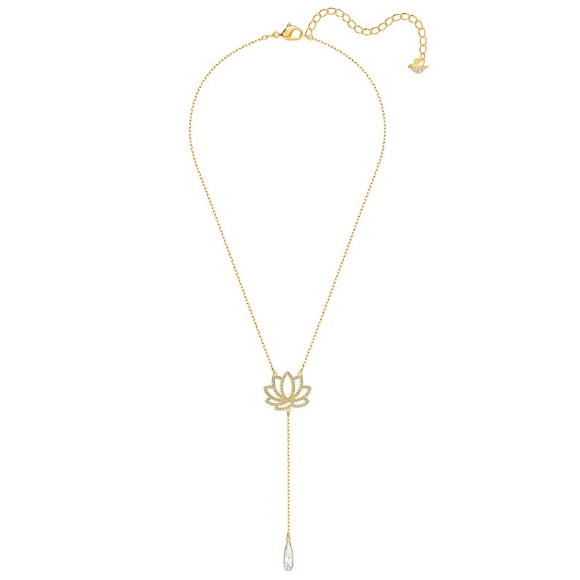Swarovski Symbolic Lotus Necklace, White, Gold-tone plated
