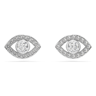 swarovski luckily stud earrings  round cut  pav   eye  white  rhodium plated