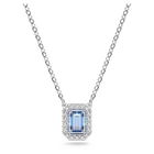 swarovski una necklace octagon cut blue rhodium plated