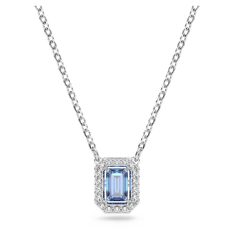 swarovski una necklace octagon cut blue rhodium plated