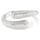 swarovski sublima cuff  crystal pearl  round cut  white  rhodium plated