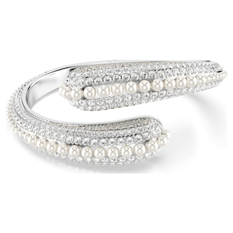 swarovski sublima cuff crystal pearl round cut white rhodium plated