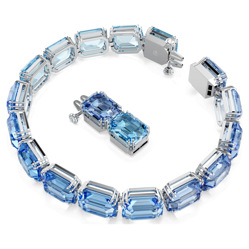 swarovski millenia tennis bracelet  octagon cut  color gradient  blue  rhodium plated