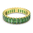 Matrix ring, Baguette cut, Green, Gold-tone plated