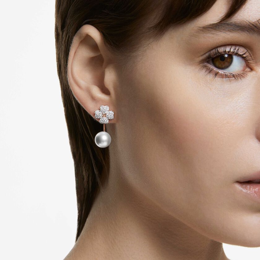 swarovski latisha earring jackets  flower  white  18k rose gold finish