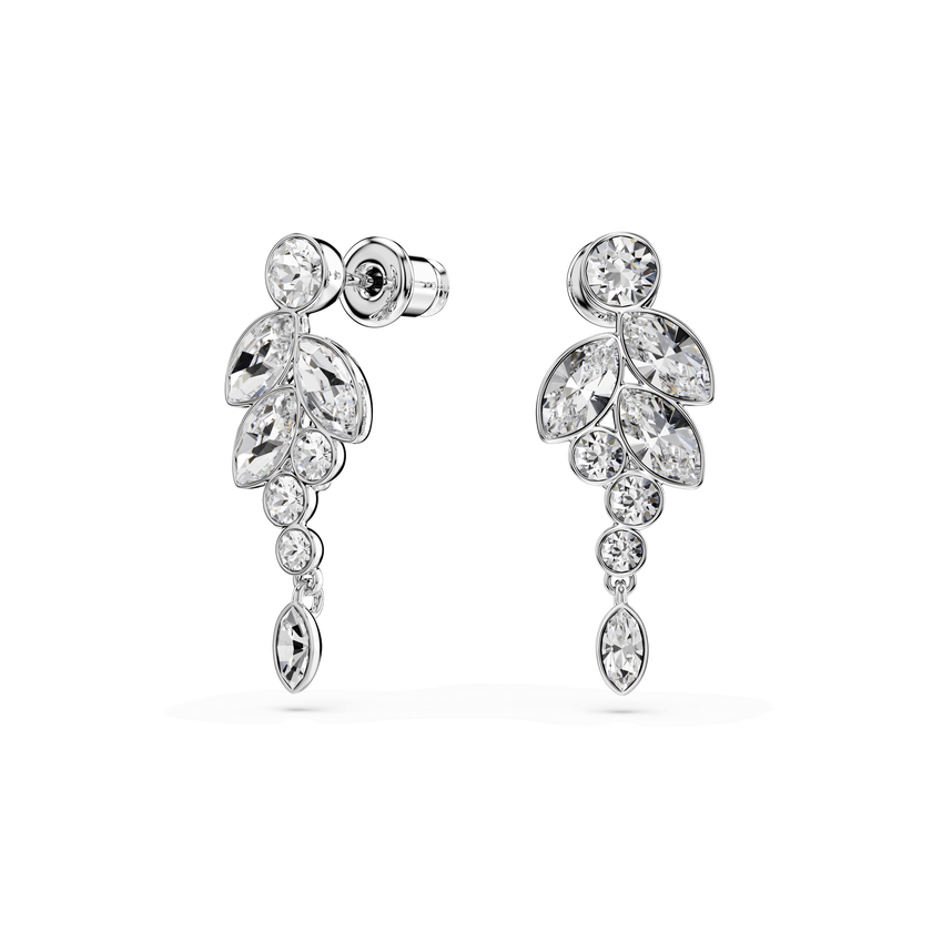 swarovski diapason drop earrings  mixed cuts  white  rhodium plated