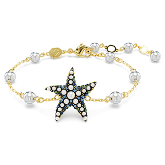 swarovski idyllia bracelet crystal pearls starfish multicolored gold tone plated