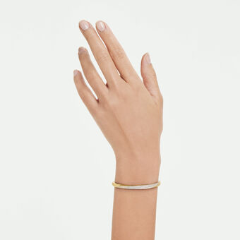 swarovski classica bangle  round cut  white  sterling silver  18k gold finish