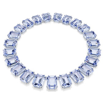 swarovski millenia tennis necklace  octagon cut  blue  rhodium plated