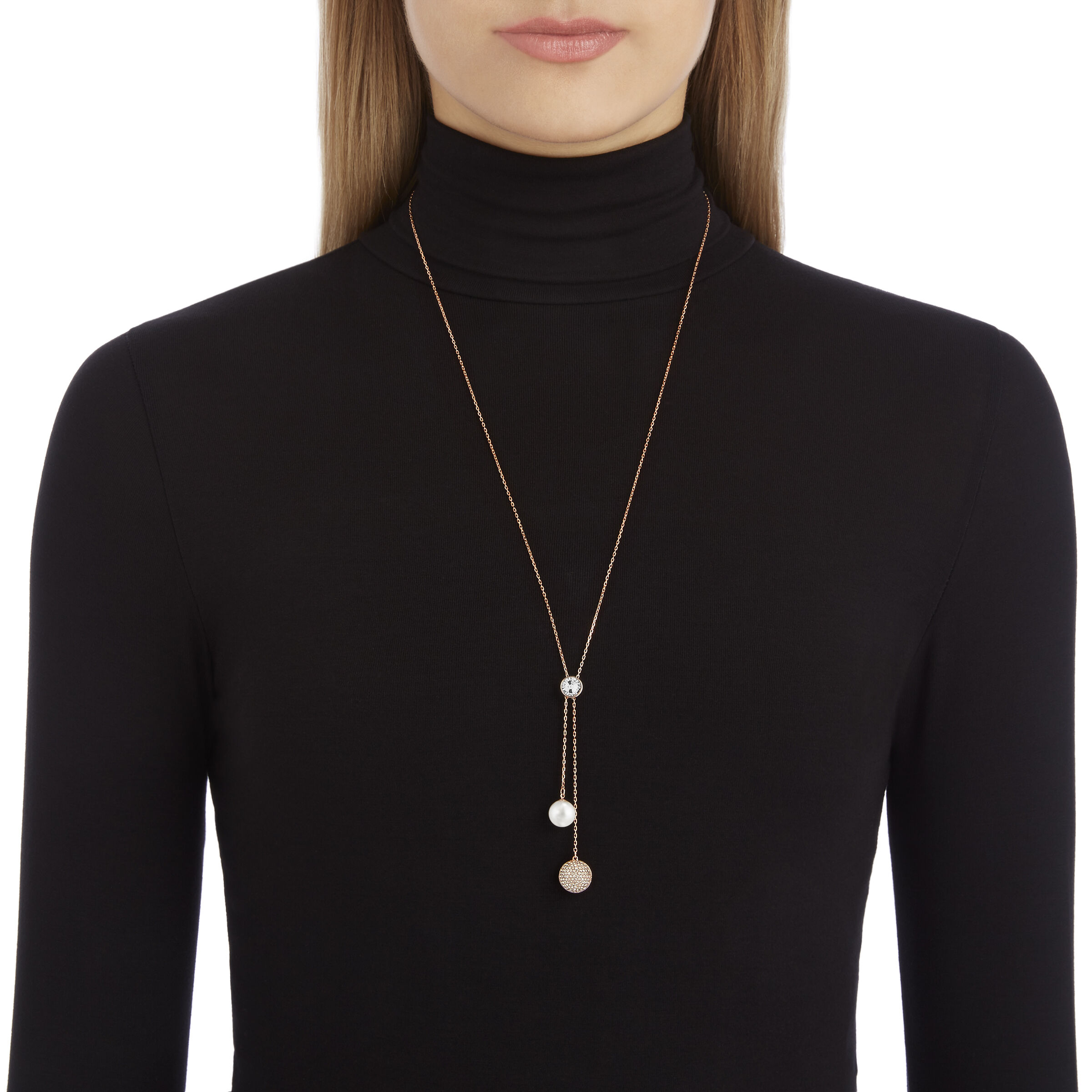 swarovski forward y necklace  white  rose gold tone plated