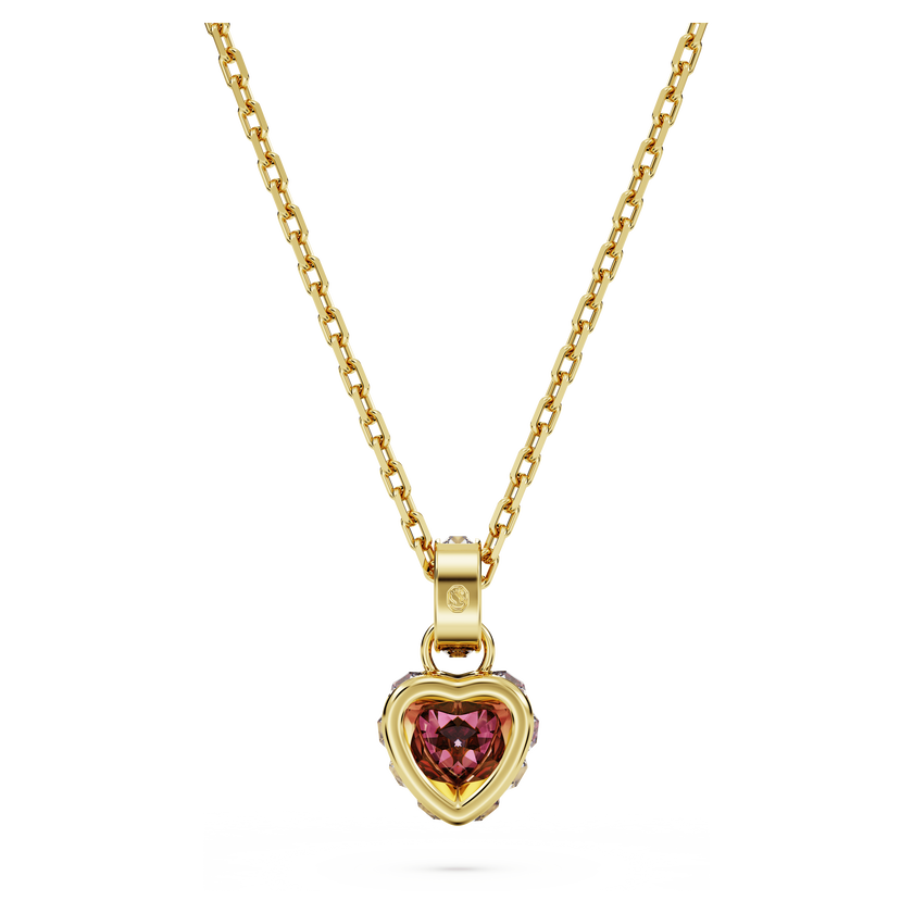 swarovski chroma pendant  heart  red  18k gold finish