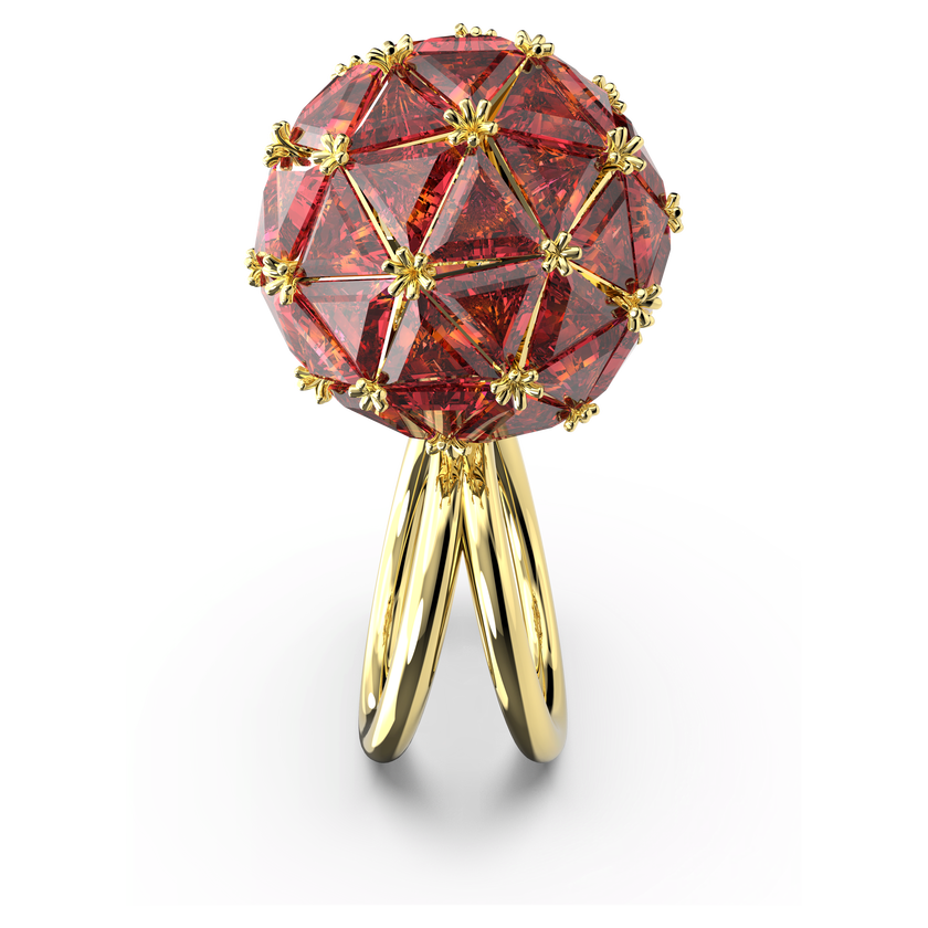 swarovski curiosa cocktail ring  round  red  gold tone plated